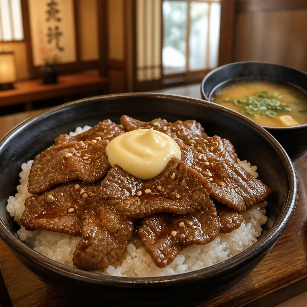 Spicy Yakiniku Beef Bowl With Mayo Yakiniku Like